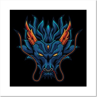 chinese blue dragon Posters and Art